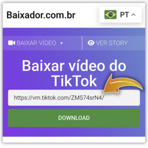 colar link do video tiktok